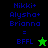 Pixelated text and star symbols on green and black backgrounds with blue lettering.