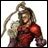 A 48x48 pixel animated buddy icon featuring a character from Final Fantasy X-2 in red attire with long braided hair, alongside text reading "Anime IM" and "COM" on a black background.