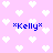 Pixelated pink background with white heart shapes and blue text reading *Kelly* in four locations.