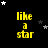Yellow text 'like a star' repeated in a on black background with white and gray stars, one gray rectangle in bottom-right corner