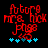 Red pixelated text 'future me hick' and 'jog' with blue star-like shapes on black background, showing animation change in star positions.