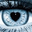 repeated blue eyes with black heart-shaped pupils, some showing subtle animation changes in the eye's surface texture