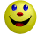 Yellow circular face with blue eyes and red mouth showing various expressions including smiling, open-mouthed, and tongue-out poses.
