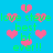 Pixelated blue background with repeated pink heart shapes and green text reading "love steve best bf ever!!" in a pattern