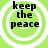 Four identical green circular icons with white concentric rings and black text reading 'keep the peace' arranged in a