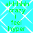 Cyan background with white diamond lattice pattern, green pixelated text repeating 'ahhhhh crazy i feel hyper' in four vertical