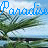 nine identical showing a beach scene with palm fronds and water, each displaying the word 'Paradise' in alternating black and blue text