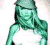 Four color variations of a pixelated female figure with long hair wearing a white top and head covering, arranged in a