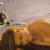 A split-frame contact sheet showing a pixelated image of a person lying down on the left and green text reading "Original Icons .com" on the right against a dark background.