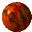 Three circular pixelated images of a red-brown sphere with dark swirling patterns and a light spot on the upper left, arranged in a triangular layout against a gray background.