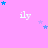 Pink background with scattered blue and purple stars, white 'ily' text repeated across the image.