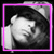 Black-and-white pixelated image of a person with dark hair wearing a cap, framed by a pink border; the right side shows slightly different facial expression and head position.