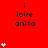 Red background with repeated black text 'i love anita' and white heart symbols in various quantities and positions.