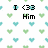 Pixelated text and heart symbols on a white background with green and blue hearts, featuring 'I <33 Him' and 'Nd he <33 Me' with 'We r Perfect Zgether' below.