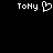 Pixelated white text 'Tony' with a heart symbol on black background, two identical static frames shown.
