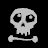 Pixelated gray skull and crossbones icon with bright pink text "DANI" on black background, displayed as a single frame in an animated contact sheet.