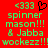 <red background> green pixelated text reads <333, heart symbol, spinner mason!!! & Jabba wockezz!!! with brownish blur on right side.