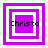 Four variations of a purple and white square frame with the text 'Christa' in black pixelated font, each showing different frame layers and text placement.