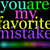 Pixelated text-based buddy icon with multicolored letters on black background, displaying the phrase "you are my favorite mistake" in distinct color blocks.