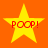 Four yellow stars on an orange background with red text reading "POOP!" inside each star.