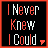 A contact sheet of 17 animated frames showing a pixel art buddy icon with red and white text on black background, displaying two phrases that change across frames.