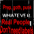 Static pixel art image with red and white text on black background, displaying four lines of stylized lettering.