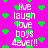 Bright pink background with green pixelated hearts scattered , white text reading 'live laugh love boys 4ever!!' repeated vertically in two
