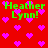 Red background with pink pixel hearts and green text reading "Heather Lynn!" in four positions, showing animation changes in text and heart placement.