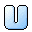 Four pixelated light blue U-shaped icons with black outlines arranged in a on a gray background, each showing a distinct orientation change