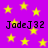 Purple background with yellow stars and repeated black text 'JadeJ32' in four positions.