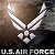 Static pixelated icon featuring the U.S. Air Force symbol with text below, set against a gradient background.