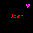 Pixelated icon with four red 'Josh' texts and three pink pixel clusters on black background, showing animation changes between frames.