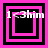 Four identical square with pink and black borders display '1<3him' text over a central black area, each showing different internal border configurations