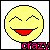 A 3x2 contact sheet of six animated frames showing a yellow emoji face with closed eyes and red mouth, each frame displaying slight variations in the smile curve and eye shape.