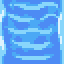 Pixelated blue water waves with white highlights on a gray background, arranged in vertical