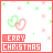 animated Christmas-themed icons with 'MERRY CHRISTMAS' text, green and red floral motifs, and changing particle effects on a white background