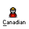 Animated contact sheet of a pixelated Canadian-themed buddy icon with multiple speech bubbles and varying head positions across 17 frames.