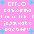 Pixelated pink background with white text and cyan starbursts arranged in a pattern