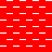 Red background with white geometric shapes forming a pattern of horizontal lines and checkerboard sections.
