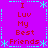 A static pixel art image with a bright purple background, displaying repeated text and decorative elements in red and cyan.