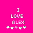 Pixelated text 'I LOVE ALEX' on bright pink background with white and pink heart symbols below.