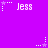 Purple background with repeated white text 'Jess' and star-shaped pixel art elements in various positions.