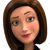 Pixelated cartoon-style icon of a woman with brown shoulder-length hair, light skin tone, and subtle facial features including eyebrows, eyes, nose, lips, and blush on cheeks.