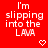 Red background with white text reading "I'm slipping into the LAA" and small heart or arrow symbols changing position across frames.