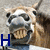 A four- shows a cartoon cow with brown and white fur, black eyes, and a gray muzzle; blue 'H', blue 'e', red 'y', and orange ':(' text appear sequentially in each
