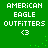 Green background displays two identical pixelated text blocks reading "AMERICAN EAGLE OUTFITTERS" with a heart symbol below, featuring animated green dot patterns.
