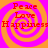 Four identical spiral patterns with orange and magenta colors, each containing red text reading Peace Love Happiness in vertical alignment.