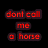 Pixelated image with text and symbols: 'dont call me a horse' in red on black, a horse with red X, 'im a unicorn' in green on pink, a unicorn with rainbow, and heart symbols.