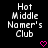 Black background with white pixelated text reading 'Hot Middle Namer's Club' and two pink pixelated hearts below the text.