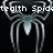 Pixelated spider icon with metallic limbs and a glowing body, overlaid with partial text reading 'tealth Spide' on a black background.